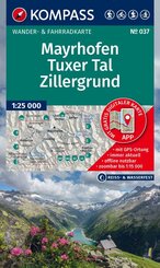 KOMPASS Wanderkarte 037 Mayrhofen, Tuxer Tal, Zillergrund 1:25.000