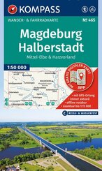 KOMPASS Wanderkarte 465 Magdeburg, Halberstadt, Mittel-Elbe & Harzvorland 1:50.000