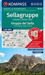 KOMPASS Wanderkarte 59 Sellagruppe, Gr&ouml;den, Seiser Alm / Gruppo del Sella, Val Gardena, Alpe di Siusi 1:50.000