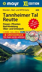Mayr Wanderkarte Tannheimer Tal, Reutte, F&uuml;ssen, Pfronten, Bad Hindelang, Ober- und Unterjoch, XL 1:25.000