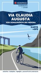 KOMPASS Fahrrad-Tourenkarte Via Claudia Augusta - von Donauw&ouml;rth bis Verona 1:50.000