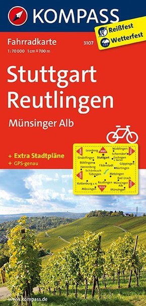 KOMPASS Fahrradkarte Stuttgart, Reutlingen, Münsinger Alb