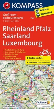 Kompass Großraum-Radtourenkarte Rheinland-Pfalz - Saarland - Luxembourg, 2 Bl.