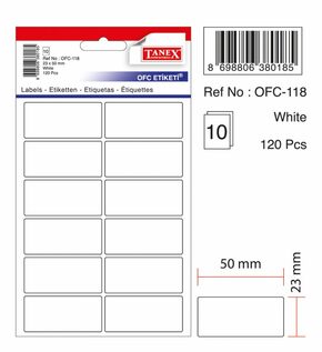 TANEX OFC-118 Vielzweck Etiketten selbstklebend (23 x 50 mm) weiß