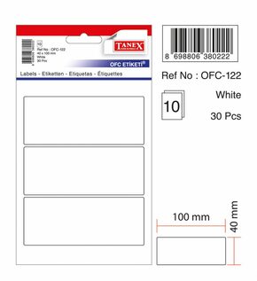TANEX OFC-122 Vielzweck Etiketten selbstklebend (40 x 100 mm) weiß