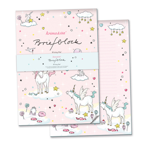 krima & isa Briefblock Einhorn A4