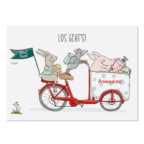 krima & isa Postkarte Lastenrad Schulkind