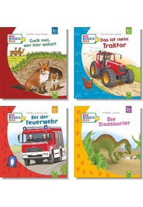Kinderbuch-Paket ab 2 Jahren - Erklär mir die Welt: Dinosaurier, Feuerwehr, Traktor, Tiere(4 Bücher)