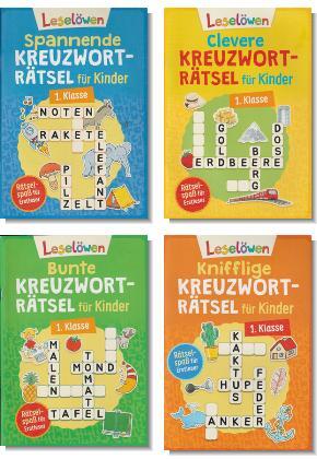 Leselöwen - Kreuzworträtsel für Kinder 1. Klasse (4 Bücher)