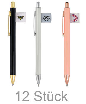 Elegant & hochwertig - Kugelschreiber Paket in 3 Designs (12 Stück)