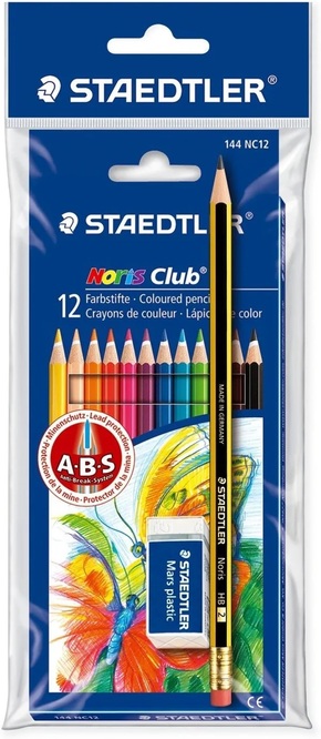 STAEDTLER Noris Club - 12 Farbstifte (Mit Extra Bleistift und Radiergummi)