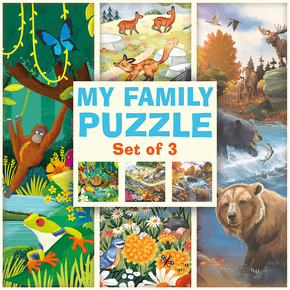 My Family Puzzle - Set of 3 - Jungle, Flowers, Northern Wildlife