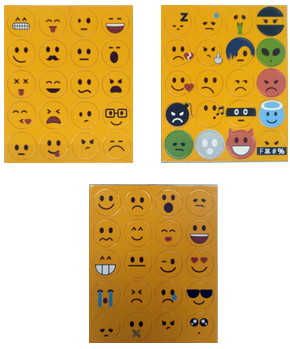 Emoji / Emoticon - 60 Magnete + 60 Aufkleber (Durchmesser 3 cm)