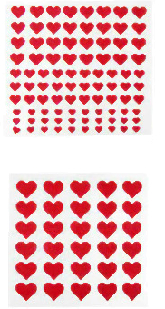 Herzen-Aufkleber - 4 verschiedene Größen (122 Stück)