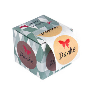 DANKE Kraftpapier-Sticker: 100 Stück Etiketten "Danke", Durchmesser je ca 4 cm