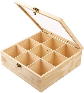 Aufbewahrungsbox  / Sortierbox - Aus Holz mit 9 Fächern