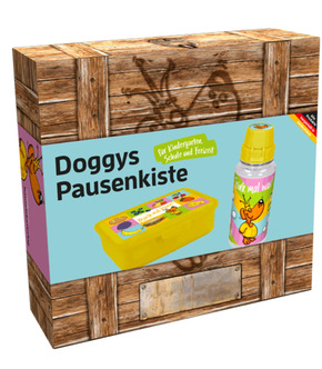 Trinkflasche + Brotdose für Kindergarten, Schule und Freizeit  - Doggys Pausenkiste