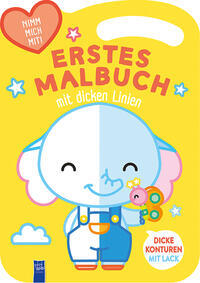 Erstes Malbuch mit dicken Linien - Cover gelb (Elefant)