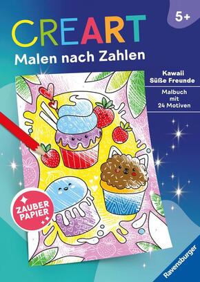 CreArt Malen nach Zahlen ab 5 - Zauberpapier: Kawaii Süße Freunde