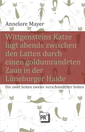Wittgensteins Katze lugt abends zwischen den Latten durch einen goldumrandeten Zaun in der Lüneburger Haide