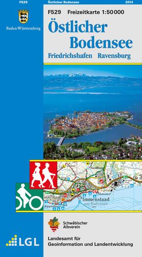 Topographische Freizeitkarte Baden-Württemberg Östlicher Bodensee