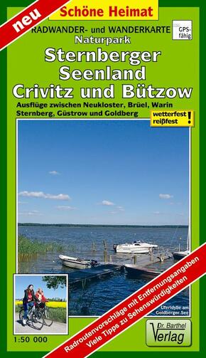 Radwander- und Wanderkarte Naturpark Sternberger Seenland, Crivitz, Bützow und Umgebung
