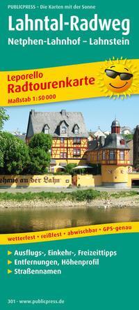 PublicPress Leporello Radtourenkarte Lahntal-Radweg, Netphen-Lahnhof - Lahnstein