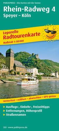 PublicPress Leporello Radtourenkarte Rhein-Radweg 4, Speyer - Köln