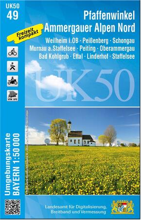 UK50-49 Pfaffenwinkel, Ammergauer Alpen Nord (Umgebungskarte 1:50000)