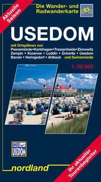Usedom mit Ortsplänen von Peenemünde, Karlshagen, Trassenheide, Zinnowitz, Zempin, Koserow, Loddin, Ückeritz, Usedom, Ba