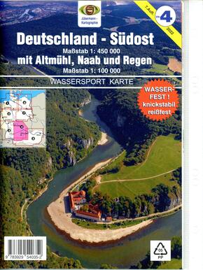 Wassersport-Wanderkarte / Deutschland Südost mit Altmühl, Naab und Regen für Kanu- und Rudersport