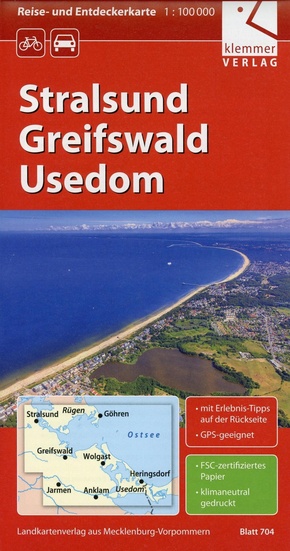 Reise- und Entdeckerkarte Stralsund, Greifswald, Usedom 1 : 100 000