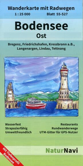 NaturNavi Wanderkarte mit Radwegen Bodensee Ost
