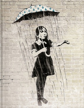 Hardcover Notizbuch Blanko - Street Art Umbrella Girl