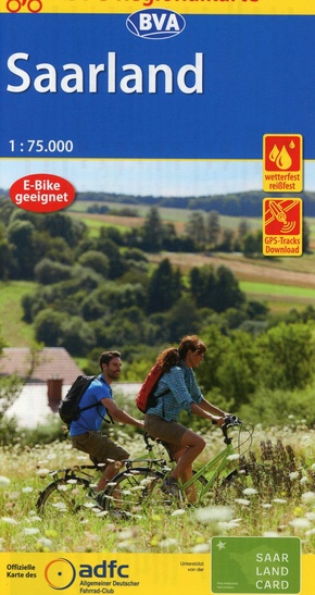 ADFC-Regionalkarte Saarland, 1:75.000, reiß- und wetterfest, GPS-Tracks Download