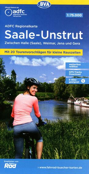ADFC-Regionalkarte Saale-Unstrut, 1:75.000, mit Tagestourenvorschlägen, reiß- und wetterfest, E-Bike-geeignet, GPS-Track