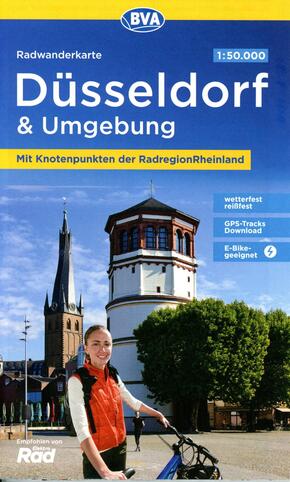 Radwanderkarte BVA Düsseldorf & Umgebung, mit Knotenpunkten der RadRegionRheinland, 1:50.000, reiß- und wetterfest, GPS-