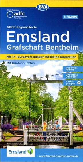 ADFC-Regionalkarte Emsland Grafschaft Bentheim, 1:75.000, mit Tagestourenvorschlägen, reiß- und wetterfest, E-Bike-geeig