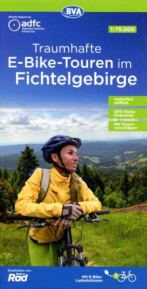 ADFC-Regionalkarte Traumhafte E-Bike-Touren im Fichtelgebirge, 1:75.000, mit Tagestourenvorschlägen, reiß- und wetterfes