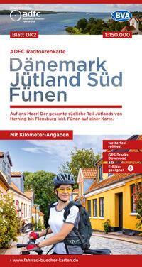 ADFC-Radtourenkarte DK2 Dänemark/Jütland Süd/ Fünen 1:150.000, reiß- und wetterfest, E-Bike geeignet, GPS-Tracks Downloa