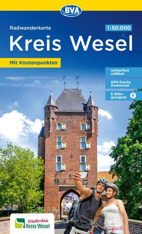 BVA Radwanderkarte Kreis Wesel 1:50.000, mit Knotenpunkten und km-Angaben, reiß- und wetterfest, GPS-Tracks Download, E-
