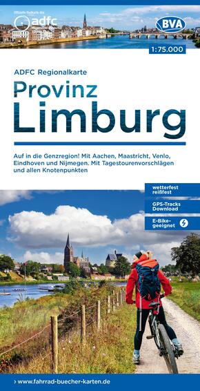 ADFC-Regionalkarte Limburg, 1:75.000, mit Tagestourenvorschlägen und allen Knotenpunkten, reiß- und wetterfest, E-Bike-g