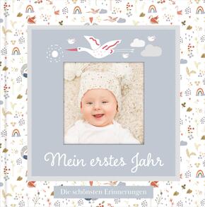 Babyalbum mit Fensterausschnitt für das 1. Lebensjahr zum Eintragen der schönsten Momente und Erinnerungen mit Platz für