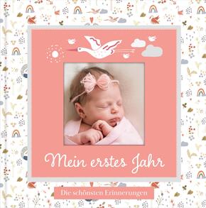 Babyalbum mit Fensterausschnitt für das 1. Lebensjahr zum Eintragen der schönsten Momente und Erinnerungen mit Platz für