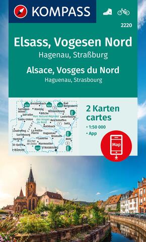 KOMPASS Wanderkarten-Set 2220 Elsass, Vogesen Nord, Hagenau, Straßburg / Alsace, Vosges du Nord, Haguenau, Strasbourg (2