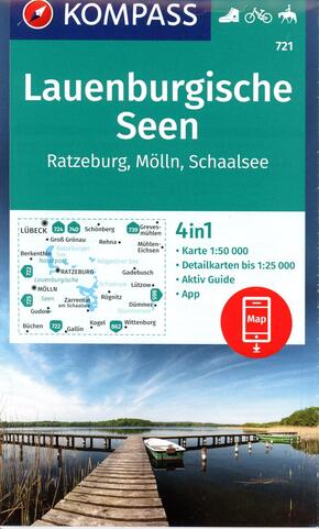 KOMPASS Wanderkarte 721 Lauenburgische Seen, Ratzeburg, Mölln, Schaalsee 1:50.000