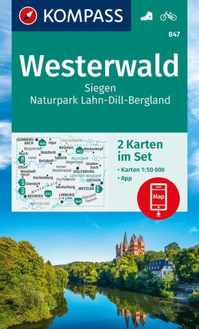 KOMPASS Wanderkarten-Set 847 Westerwald, Siegen, Naturpark Lahn-Dill-Bergland (2 Karten) 1:50.000