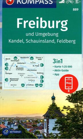 KOMPASS Wanderkarte 889 Freiburg und Umgebung, Kandel, Schauinsland, Feldberg 1:25.000