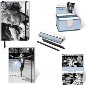 Astrid Lindgren Paket: Bleistifte, Notizbücher, Zettelbox, Postkarten (5 Artikel)