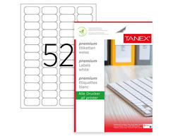 Premium Etiketten selbstklebend weiß 46,4 x 21,2 mm 25 Blatt A4 (1.300 Etiketten)